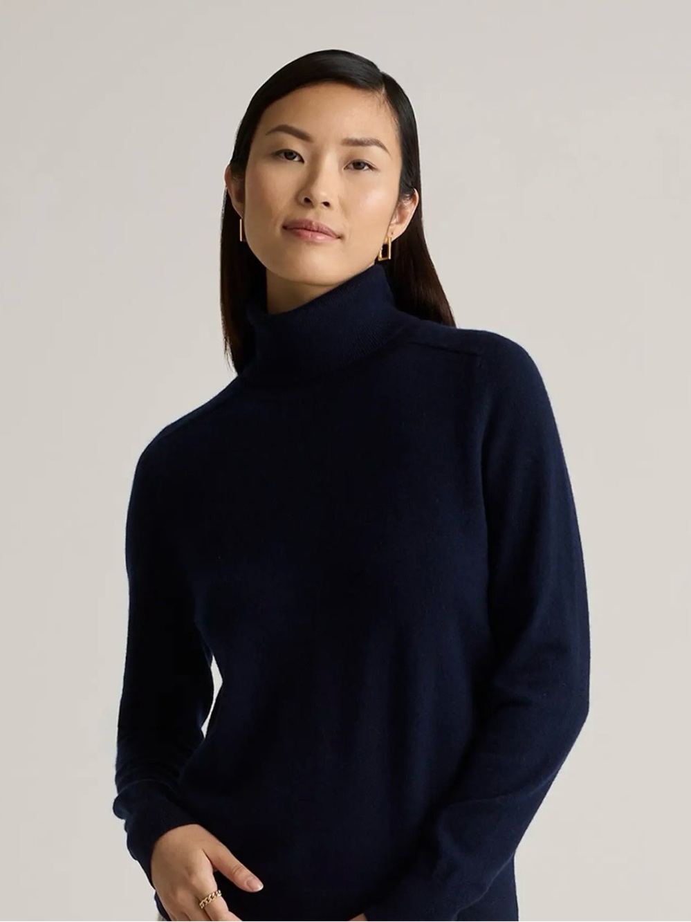 Quince Mongolian Cashmere Turtleneck Sweater Navy Size S NWOT